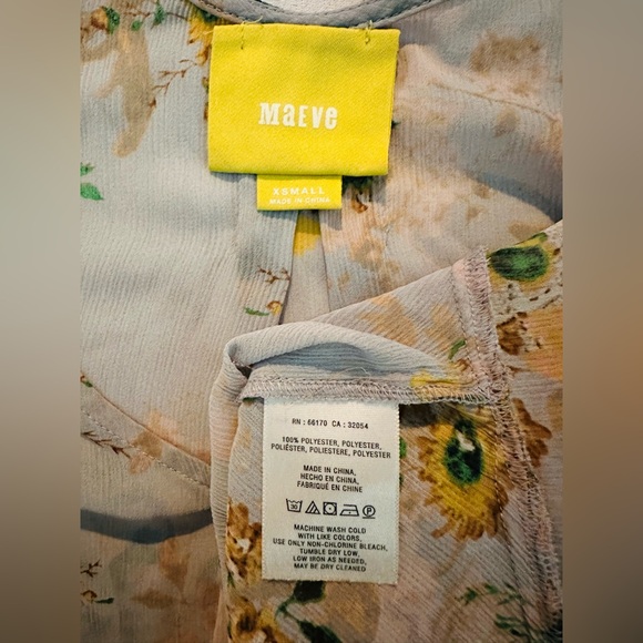 MAEVE ANTHROPOLOGIE MAGDA Blouse Sz. XS Sleeveless Floral Asymmetrical Ruffles. - Picture 10 of 12